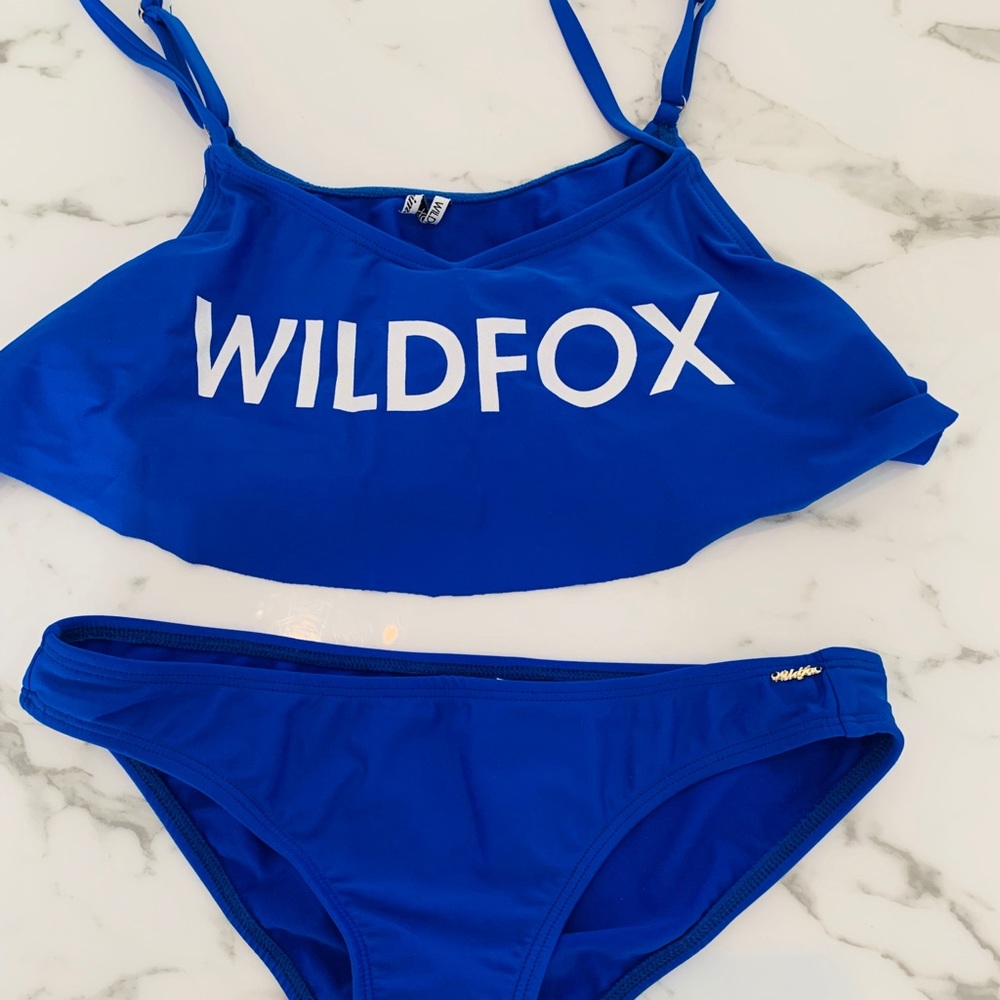 Wildfox blue flutter bikini set Small